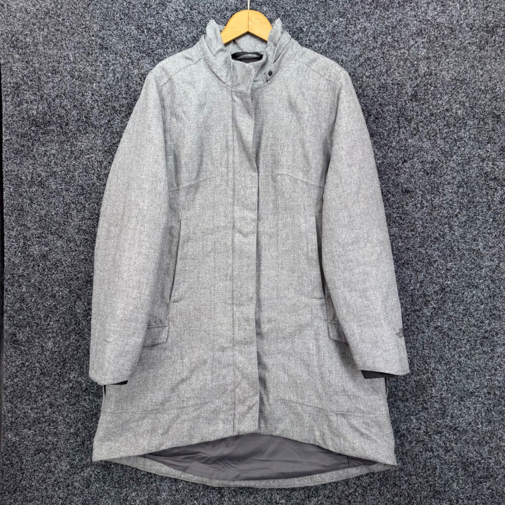 The North Face Womens Grey Herringbone Insulated Parka Jacket XL Longline Coat